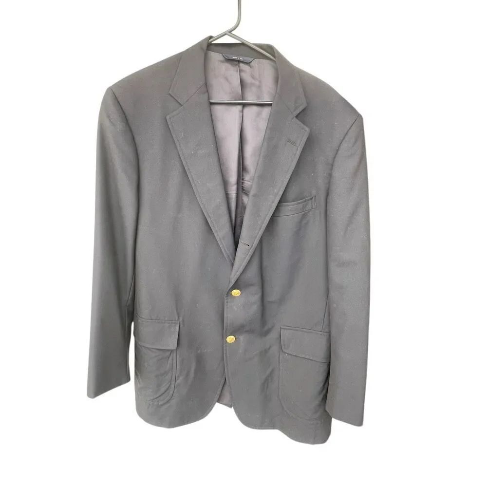 Brooks Brothers Madison Loro Piana Wool Blazer Mens 43 black Gold Buttons